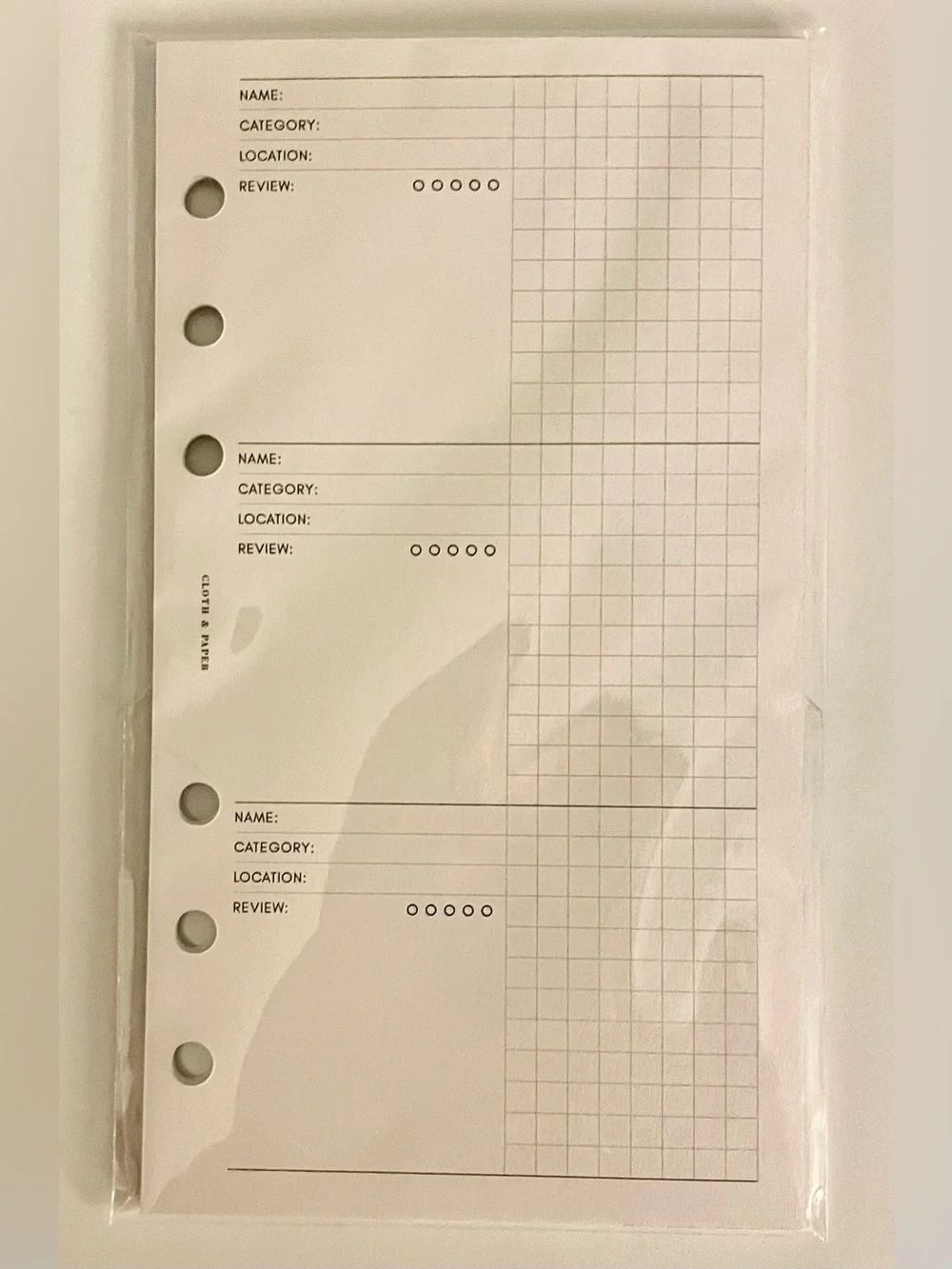 Cloth & Paper Personal Experience Tracker Planner Inserts (Personal Sized*)